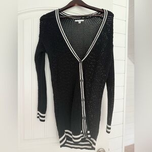 American Eagle Outfitters Black Cardigan with White Trim